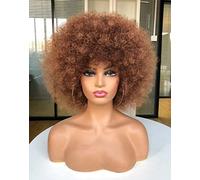 CoCrowns Perruques afro pour femme noire - Courtes et bouclées - Aspect naturel - Perruque intégrale synthétique pour fête, cosplay (marron)