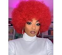 CoCrowns Perruques afro pour femme noire - Courtes et bouclées - Aspect naturel - Perruque intégrale synthétique pour fête, cosplay (rouge)