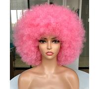 CoCrowns - Perruques afro pour femmes noires - Perruque afro courte et bouclée naturelle - Perruques synthétiques à aspect naturel pour fête et cosplay (Rose)