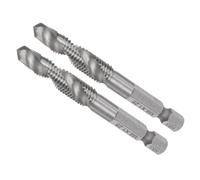 CoCud 2 Pièces Foret-Taraud Combiné Taille de Filetage M8 x 1,25 | Acier Rapide Non Revêtu 4341, Queue de 1/4", Outils Longs, pour Aluminium Acier Inoxydable Plastique Long