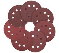 CoCud 80 Pcs 125mm 5 Inch Disques De Ponçage 40/60/80/100/150/180/240/320 Grit 8 Trous Ronds Avec Dos Crochet Pour Ponceuse Orbitale Automobile Car