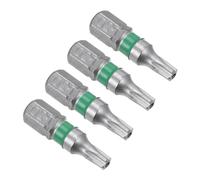 CoCud Embouts de Tournevis Torx Magnétiques, Ts20 Longueur 25mm 1/4" Tige Hexagonale, Acier S2 Étoile 6 Points Perceuse à Vis Tamper Proof, 4 Pièces