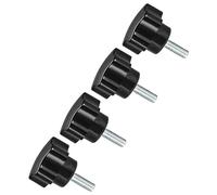 CoCud Etoilee Serrage Boutons, M6 x 20mm Mâle Filetage 24mm Tête, Plastique Pouce Vis Poignée Main Boutons Fileté Boulon Noir - (Applications: pour Tour Machines), 4-Pièces