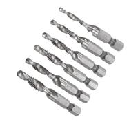 CoCud Foret-Taraud Combiné, Tailles de Filetage 6-32 8-32 10-32 10-24 12-24 1/4-20, Queue de 1/4", Outils en Acier Rapide - (pour Aluminium, Acier Inoxydable, Plastique), 6 Pièces