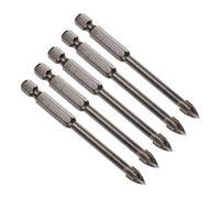 CoCud Mèche de Maçonnerie en Titane, Diamètre de Coupe de 6mm, Longueur de 78mm, Tige Hexagonale de 1/4", Pointe de Foret Croisée en Carbure, Mèches de Béton Jaunes, 5 Pièces