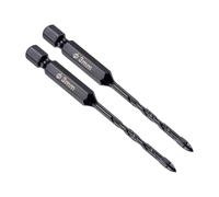 CoCud Mèche de Perceuse Pour Maçonnerie, Diamètre de Coupe 3 mm, Longueur 82 mm, Queue Hexagonale 1/4", Pointe en Carbure en Croix, Ensemble de Mèches de Perceuse en Béton Noir, 2 Pcs