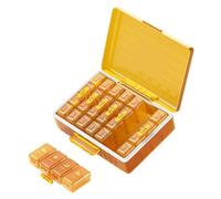 Codcaw Pilulier hebdomadaire 4 fois par jour, grands compartiments, 4 x 7 jours, pilulier pour pilules/vitamines/huiles de poisson/médicaments/compléments (jaune)