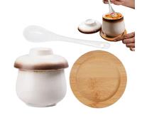 Coddled Egg Cups | 250ml Ragoût En Céramique Avec Cuillère À Couvercle | Bol À Dessert Pour Œufs Cuits À La Vapeur, Soupe, Pudding, Desserts