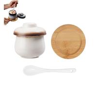 Coddled Egg Cups Coquetier avec couvercle, coquetier en porcelaine pour un œuf, cuiseur vintage en céramique pour œufs à la coque, cuiseur à œufs à la coque, cuiseur à œufs multifonctionnels en