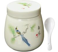 Coddled Egg Cups with Lids,220ml Porcelain Ceramic Egg Cooker,Steamed Eggs Dish Dessert Cups for Breakfast with a Twistable Ceramic Lid,Vintage Ceramics Soft Boiled Eggs Cooker (Blue Green)