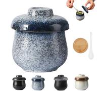 Coddled Egg Cups with Lids,Vintage Ceramic Soft Boiled Egg Cooker,Soft Boiled Egg Maker for Breakfast,Retro Table Treasure Chawanmushi Steamed Eggs Dish (A)