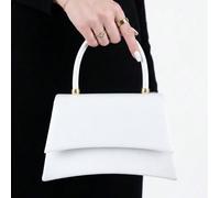 CODE 1 pièce Sac à main à rabat en PU blanc avec imprimé palmier, convient pour téléphone, sac d'affaires élégant et charmant pour femmes, convient pour l'usage quotidien des femmes, pochette/sac à ma
