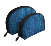 Code Binaire Bleu du Programmeur, Trousse de Maquillage Coquille Femme Petit Porte-Monnaie Trousse de Toilette Trousse à cosmétiques 2 pièces