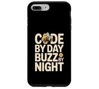 Code by Day Buzz by Night Programmateur Bee Humour Coque pour iPhone 7 Plus/8 Plus