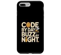 Code by Day Buzz by Night Programmateur Bee Humour Coque pour iPhone 7 Plus/8 Plus