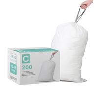 Code C (200 pièces) sacs poubelle robustes sur mesure de 10 à 12 litres avec cordon de serrage renforcé, compatibles avec simplehuman Code C, sacs poubelle blancs, étanches et résistants aux