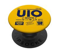 Code d'aéroport Vintage Quito UIO Travel Day Retro Tag UIO PopSockets PopGrip Interchangeable