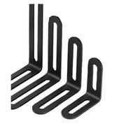 Code d'angle réglable en acier inoxydable noir, activité à trou long 90 °, fixateur de meubles droit, connecteur support d'étagère forme L Convient pour la réparation de meubles(20x157mm-2pcs)