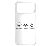 Code DE CAFÉ RÉPÉTÉAT Programme de Codage Drôle Développeurs Web Meme Coque pour iPhone 17 Pro Max