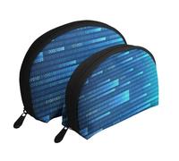 Code du Programmeur Bleu, Trousse de Maquillage Coquille Femme Petit Porte-Monnaie Trousse de Toilette Trousse à cosmétiques 2 pièces