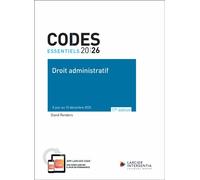 Code essentiel - Droit administratif 2026 - À jour au 15 décembre 2025 - David Renders - Larcier Eds - broché - Etude