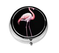 Code Flamingo Mini pilulier rond, peut être mis dans un portefeuille, une poche, léger et pratique, 3 compartiments, pilulier portable,