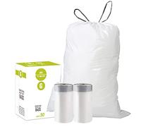 Code G Lot de 50 sacs poubelle en plastique résistant avec cordon de serrage compatible avec simplehuman Code G | 1,2 mm | Sacs poubelle blancs avec cordon de serrage de 30 litres