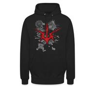 Code Geass Black Ritter Sweat à capuche unisexe | Design animé puissant avec symbole rouge et éléments éclaboussures, parfait pour les fans et les joueurs.