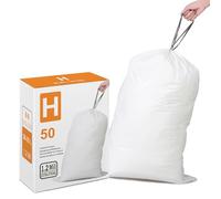 Code H Lot de 50 sacs poubelle en plastique robustes de 30 à 35 litres avec cordon de serrage renforcé, compatibles avec simpleman Code H Sacs poubelle blancs de 30 à 35 litres, 50 pièces, 1,2 mil,