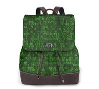 Code informatique décimal vert du programmeur,Sac à dos imperméable pour femme, sac à dos de voyage léger en cuir PU tendance