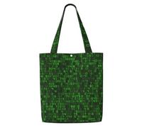 Code informatique décimal vert du programmeur，Sacs d'épicerie réutilisables, sacs fourre-tout de grande capacité, sac à bandoulière en toile