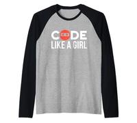 Code Like A Girl Programmer Coder Coding Programmation Manche Raglan