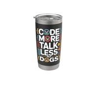 Code More Talk Less Programmeur Humour pour chiens Gobelet isotherme en acier inoxydable double paroi