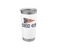 Code régional de l'Ohio 419 | Drapeau de l'État de Tolède - Vintage Grunge Gobelet isotherme en acier inoxydable double paroi