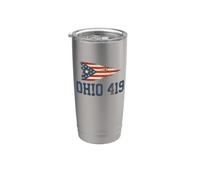 Code régional de l'Ohio 419 | Drapeau de l'État de Tolède - Vintage Grunge Gobelet isotherme en acier inoxydable double paroi