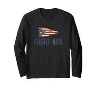 Code régional de l'Ohio 419 | Drapeau de l'État de Tolède - Vintage Grunge Manche Longue
