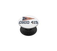 Code régional de l'Ohio 419 | Drapeau de l'État de Tolède - Vintage Grunge PopSockets PopGrip Adhésif