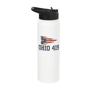 Code régional de l'Ohio 419 | Drapeau de l'État de Tolède - Vintage Grunge Stainless Steel Insulated Water Bottle