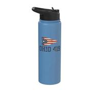 Code régional de l'Ohio 419 | Drapeau de l'État de Tolède - Vintage Grunge Stainless Steel Insulated Water Bottle
