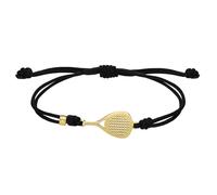 CODEONE Bracelet raquette de padel en nylon noir 2 nœuds | acier inoxydable de couleur dorée | Design artisanal sportif | Raquette | Coffret cadeau