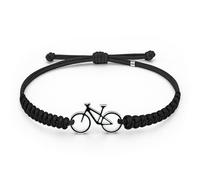 CODEONE Montain Bike Silver Black Nylon Tressé Acier Inoxydable Design Artisanal Sport Bracelet Cyclisme Coffret Cadeau, Mediano, Métal, Pas de gemme