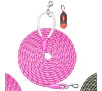 Codepets - Laisse de dressage en nylon robuste, poignée confortable en silicone, très réfléchissante, sans nœuds, pour chiens de taille moyenne et grande, pour l'extérieur, la marche - Rose - 6,1 m x