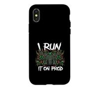 Coder Devops I Run It on Prod Hacker Skull Coque pour iPhone X/XS