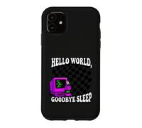 Coder Hello World Goodbye Sleep Computer Science Retro Coque pour iPhone 11