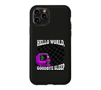 Coder Hello World Goodbye Sleep Computer Science Retro Coque pour iPhone 11 Pro