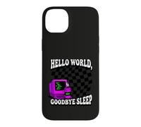 Coder Hello World Goodbye Sleep Computer Science Retro Coque pour iPhone 14 Plus