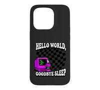 Coder Hello World Goodbye Sleep Computer Science Retro Coque pour iPhone 15 Pro
