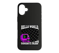Coder Hello World Goodbye Sleep Computer Science Retro Coque pour iPhone 16 Plus