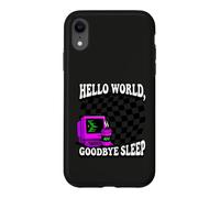 Coder Hello World Goodbye Sleep Computer Science Retro Coque pour iPhone XR