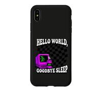 Coder Hello World Goodbye Sleep Computer Science Retro Coque pour iPhone XS Max